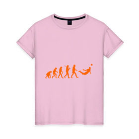 Женская футболка хлопок с принтом Van Persie evolution в Санкт-Петербурге, 100% хлопок | прямой крой, круглый вырез горловины, длина до линии бедер, слегка спущенное плечо | мяч | спорт | футбол | эволюция