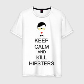 Мужская футболка хлопок с принтом Kill Hipsters в Санкт-Петербурге, 100% хлопок | прямой крой, круглый вырез горловины, длина до линии бедер, слегка спущенное плечо. | 