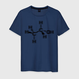 Мужская футболка хлопок с принтом Химическая формула спирт в Санкт-Петербурге, 100% хлопок | прямой крой, круглый вырез горловины, длина до линии бедер, слегка спущенное плечо. | спирт | формула | химия