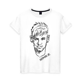 Женская футболка хлопок с принтом Neymar Jr в Санкт-Петербурге, 100% хлопок | прямой крой, круглый вырез горловины, длина до линии бедер, слегка спущенное плечо | 
