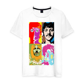 Мужская футболка хлопок с принтом The Beatles в Санкт-Петербурге, 100% хлопок | прямой крой, круглый вырез горловины, длина до линии бедер, слегка спущенное плечо. | 