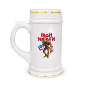 Кружка пивная с принтом Iron Maiden в Санкт-Петербурге,  керамика (Материал выдерживает высокую температуру, стоит избегать резкого перепада температур) |  объем 630 мл | iron maiden