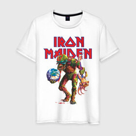 Мужская футболка хлопок с принтом Iron Maiden в Санкт-Петербурге, 100% хлопок | прямой крой, круглый вырез горловины, длина до линии бедер, слегка спущенное плечо. | iron maiden
