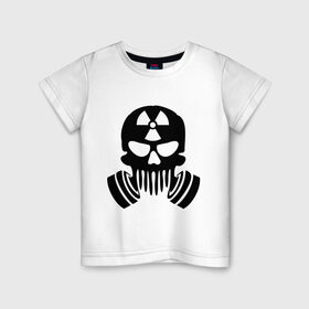 Детская футболка хлопок с принтом Радиация в Санкт-Петербурге, 100% хлопок | круглый вырез горловины, полуприлегающий силуэт, длина до линии бедер | противогаз | радиация | респиратор | череп