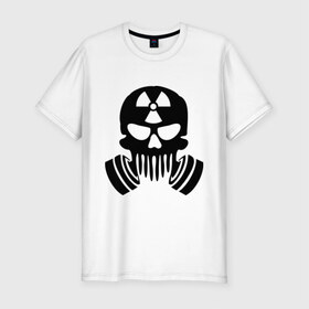 Мужская футболка премиум с принтом Радиация в Санкт-Петербурге, 92% хлопок, 8% лайкра | приталенный силуэт, круглый вырез ворота, длина до линии бедра, короткий рукав | противогаз | радиация | респиратор | череп