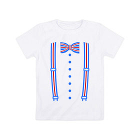 Детская футболка хлопок с принтом Галстук бабочка британский флаг в Санкт-Петербурге, 100% хлопок | круглый вырез горловины, полуприлегающий силуэт, длина до линии бедер | бабочка