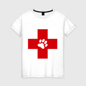 Женская футболка хлопок с принтом Ветеринар в Санкт-Петербурге, 100% хлопок | прямой крой, круглый вырез горловины, длина до линии бедер, слегка спущенное плечо | ветеринар | врач | доктор | красный | крест