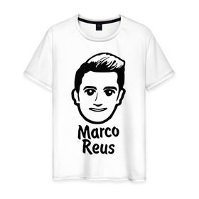 Мужская футболка хлопок с принтом Reus в Санкт-Петербурге, 100% хлопок | прямой крой, круглый вырез горловины, длина до линии бедер, слегка спущенное плечо. | германия | голова | лицо | марко | ройс | футбол