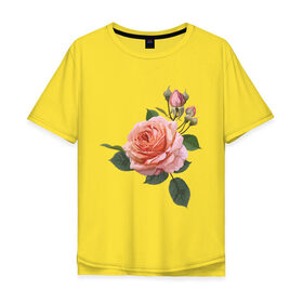 Мужская футболка хлопок Oversize с принтом Розовая роза в Санкт-Петербурге, 100% хлопок | свободный крой, круглый ворот, “спинка” длиннее передней части | девушкам | розовая роза | цветок