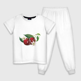 Детская пижама хлопок с принтом Сладкая вишенка в Санкт-Петербурге, 100% хлопок |  брюки и футболка прямого кроя, без карманов, на брюках мягкая резинка на поясе и по низу штанин
 | вишенка | вишня | сеток | фрукты | цветы