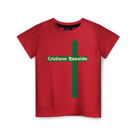 Детская футболка хлопок с принтом Cristiano Ronaldo в Санкт-Петербурге, 100% хлопок | круглый вырез горловины, полуприлегающий силуэт, длина до линии бедер | cristiano | ronaldo | криштиану | мадрид | реал | роналду | сборная | флаг | футбол