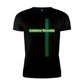 Мужская футболка премиум с принтом Cristiano Ronaldo в Санкт-Петербурге, 92% хлопок, 8% лайкра | приталенный силуэт, круглый вырез ворота, длина до линии бедра, короткий рукав | cristiano | ronaldo | криштиану | мадрид | реал | роналду | сборная | флаг | футбол