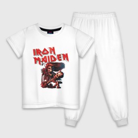Детская пижама хлопок с принтом Iron Maiden в Санкт-Петербурге, 100% хлопок |  брюки и футболка прямого кроя, без карманов, на брюках мягкая резинка на поясе и по низу штанин
 | Тематика изображения на принте: гитара | скелет