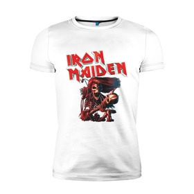 Мужская футболка премиум с принтом Iron Maiden в Санкт-Петербурге, 92% хлопок, 8% лайкра | приталенный силуэт, круглый вырез ворота, длина до линии бедра, короткий рукав | гитара | скелет