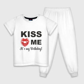 Детская пижама хлопок с принтом Kiss me в Санкт-Петербурге, 100% хлопок |  брюки и футболка прямого кроя, без карманов, на брюках мягкая резинка на поясе и по низу штанин
 | happy birthday | день рождения | подарки. торт | праздники | хэппи бездэй