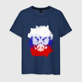 Мужская футболка хлопок с принтом Герб в Санкт-Петербурге, 100% хлопок | прямой крой, круглый вырез горловины, длина до линии бедер, слегка спущенное плечо. | патриоты | россия | рф | флаг