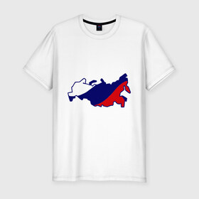 Мужская футболка премиум с принтом Карта России в Санкт-Петербурге, 92% хлопок, 8% лайкра | приталенный силуэт, круглый вырез ворота, длина до линии бедра, короткий рукав | карта | патриоты | россия | рф | флаг