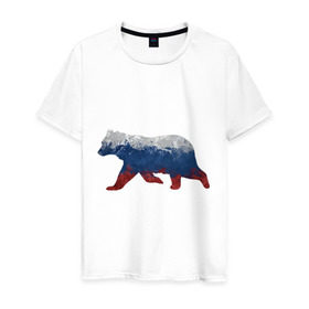 Мужская футболка хлопок с принтом Русский медведь в Санкт-Петербурге, 100% хлопок | прямой крой, круглый вырез горловины, длина до линии бедер, слегка спущенное плечо. | 
