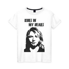 Женская футболка хлопок с принтом Nirvana в Санкт-Петербурге, 100% хлопок | прямой крой, круглый вырез горловины, длина до линии бедер, слегка спущенное плечо | cobain | kurt | кобейн | курт | нирвана