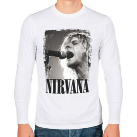 Мужской лонгслив хлопок с принтом Nirvana в Санкт-Петербурге, 100% хлопок |  | cobain | kurt | кобейн | курт | нирвана