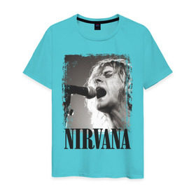 Мужская футболка хлопок с принтом Nirvana в Санкт-Петербурге, 100% хлопок | прямой крой, круглый вырез горловины, длина до линии бедер, слегка спущенное плечо. | cobain | kurt | кобейн | курт | нирвана