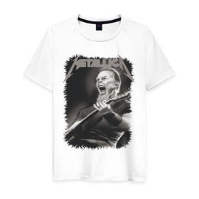 Мужская футболка хлопок с принтом Metallica в Санкт-Петербурге, 100% хлопок | прямой крой, круглый вырез горловины, длина до линии бедер, слегка спущенное плечо. | Тематика изображения на принте: металлика