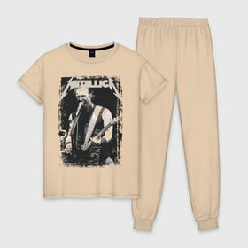 Женская пижама хлопок с принтом Metallica в Санкт-Петербурге, 100% хлопок | брюки и футболка прямого кроя, без карманов, на брюках мягкая резинка на поясе и по низу штанин | metallica | металлика