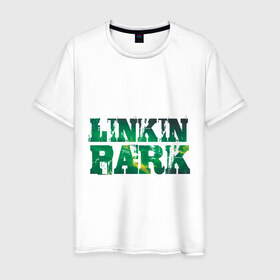 Мужская футболка хлопок с принтом Linkin Park в Санкт-Петербурге, 100% хлопок | прямой крой, круглый вырез горловины, длина до линии бедер, слегка спущенное плечо. | 