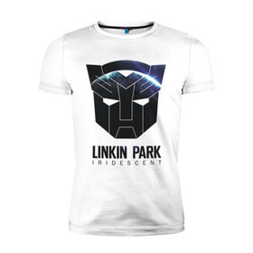 Мужская футболка премиум с принтом Linkin Park в Санкт-Петербурге, 92% хлопок, 8% лайкра | приталенный силуэт, круглый вырез ворота, длина до линии бедра, короткий рукав | iridescent | linkin | park | transformers | автоботы | трансформеры