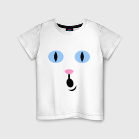 Детская футболка хлопок с принтом Кошечка (удивление) в Санкт-Петербурге, 100% хлопок | круглый вырез горловины, полуприлегающий силуэт, длина до линии бедер | Тематика изображения на принте: глаза | киса | кот | кошечка | кошка | удивление