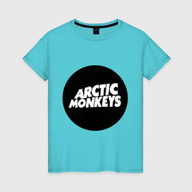 Женская футболка хлопок с принтом Arctic Monkeys Round в Санкт-Петербурге, 100% хлопок | прямой крой, круглый вырез горловины, длина до линии бедер, слегка спущенное плечо | arctic | monkeys | round | круг