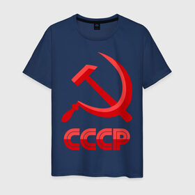 Мужская футболка хлопок с принтом СССР Логотип в Санкт-Петербурге, 100% хлопок | прямой крой, круглый вырез горловины, длина до линии бедер, слегка спущенное плечо. | коммунизм | молот | партия | патриот | ретро | серп | ссср
