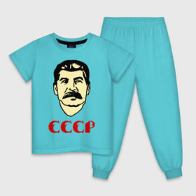 Детская пижама хлопок с принтом СССР в Санкт-Петербурге, 100% хлопок |  брюки и футболка прямого кроя, без карманов, на брюках мягкая резинка на поясе и по низу штанин
 | генсек | иосиф | коба | коммунизм | ретро | советский | союз | ссср | сталин