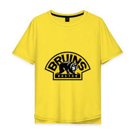 Мужская футболка хлопок Oversize с принтом HC Boston Bruins Label в Санкт-Петербурге, 100% хлопок | свободный крой, круглый ворот, “спинка” длиннее передней части | Тематика изображения на принте: boston | bruins | club | hockey | клуб | хоккей