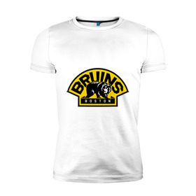 Мужская футболка премиум с принтом HC Boston Bruins Label в Санкт-Петербурге, 92% хлопок, 8% лайкра | приталенный силуэт, круглый вырез ворота, длина до линии бедра, короткий рукав | boston | bruins | club | hockey | клуб | хоккей