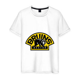 Мужская футболка хлопок с принтом HC Boston Bruins Label в Санкт-Петербурге, 100% хлопок | прямой крой, круглый вырез горловины, длина до линии бедер, слегка спущенное плечо. | Тематика изображения на принте: boston | bruins | club | hockey | клуб | хоккей