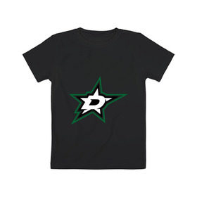 Детская футболка хлопок с принтом HC Dallas Stars в Санкт-Петербурге, 100% хлопок | круглый вырез горловины, полуприлегающий силуэт, длина до линии бедер | Тематика изображения на принте: club | dallas | hockey | stars | клуб | хоккей