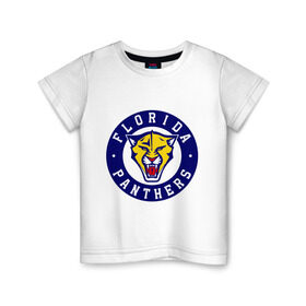 Детская футболка хлопок с принтом HC Florida Panthers в Санкт-Петербурге, 100% хлопок | круглый вырез горловины, полуприлегающий силуэт, длина до линии бедер | Тематика изображения на принте: club | florida | hockey | panthers | клуб | хоккей