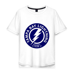 Мужская футболка хлопок Oversize с принтом HC Tampa Bay Lightning в Санкт-Петербурге, 100% хлопок | свободный крой, круглый ворот, “спинка” длиннее передней части | Тематика изображения на принте: bay | club | hockey | lightning | tampa | клуб | хоккей