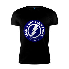 Мужская футболка премиум с принтом HC Tampa Bay Lightning в Санкт-Петербурге, 92% хлопок, 8% лайкра | приталенный силуэт, круглый вырез ворота, длина до линии бедра, короткий рукав | bay | club | hockey | lightning | tampa | клуб | хоккей