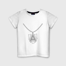 Детская футболка хлопок с принтом Dota 2 Alliance медальон в Санкт-Петербурге, 100% хлопок | круглый вырез горловины, полуприлегающий силуэт, длина до линии бедер | alliance | dota | dota2 | альянс | дота | дота2 | логотип | цепь