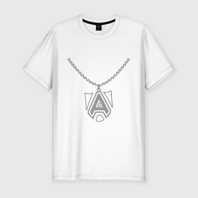 Мужская футболка премиум с принтом Dota 2 Alliance медальон в Санкт-Петербурге, 92% хлопок, 8% лайкра | приталенный силуэт, круглый вырез ворота, длина до линии бедра, короткий рукав | alliance | dota | dota2 | альянс | дота | дота2 | логотип | цепь