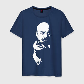 Мужская футболка хлопок с принтом Ленин в Санкт-Петербурге, 100% хлопок | прямой крой, круглый вырез горловины, длина до линии бедер, слегка спущенное плечо. | большевик | дуля | ильич | коммунизм | ленин | ретро | ссср | фига | шиш