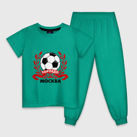 Детская пижама хлопок с принтом Торпедо в Санкт-Петербурге, 100% хлопок |  брюки и футболка прямого кроя, без карманов, на брюках мягкая резинка на поясе и по низу штанин
 | Тематика изображения на принте: венок | москва | мяч | спорт | торпедо | фк | футбол | футбольный клуб
