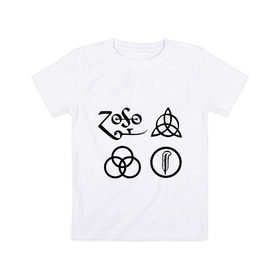 Детская футболка хлопок с принтом Led Zeppelin simbols в Санкт-Петербурге, 100% хлопок | круглый вырез горловины, полуприлегающий силуэт, длина до линии бедер | led zeppelin