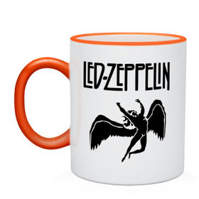 Кружка двухцветная с принтом Led Zeppelin в Санкт-Петербурге, керамика | объем — 330 мл, диаметр — 80 мм. Цветная ручка и кайма сверху, в некоторых цветах — вся внутренняя часть | led zeppelin