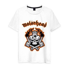 Мужская футболка хлопок с принтом Motorhead в Санкт-Петербурге, 100% хлопок | прямой крой, круглый вырез горловины, длина до линии бедер, слегка спущенное плечо. | motorhead