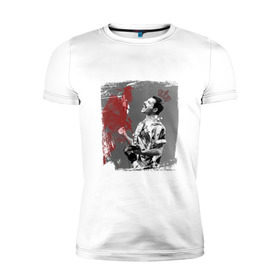 Мужская футболка премиум с принтом Фредди в Санкт-Петербурге, 92% хлопок, 8% лайкра | приталенный силуэт, круглый вырез ворота, длина до линии бедра, короткий рукав | queen | меломанам | музыка | рок | фрэдди меркьюри