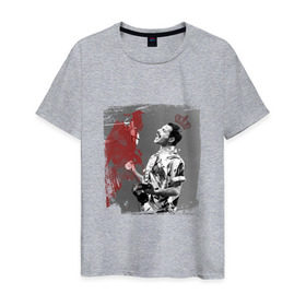 Мужская футболка хлопок с принтом Фредди в Санкт-Петербурге, 100% хлопок | прямой крой, круглый вырез горловины, длина до линии бедер, слегка спущенное плечо. | queen | меломанам | музыка | рок | фрэдди меркьюри