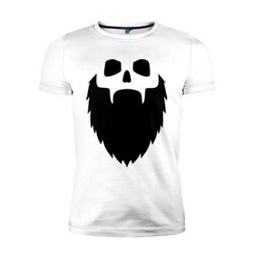 Мужская футболка премиум с принтом Череп с бородой в Санкт-Петербурге, 92% хлопок, 8% лайкра | приталенный силуэт, круглый вырез ворота, длина до линии бедра, короткий рукав | борода